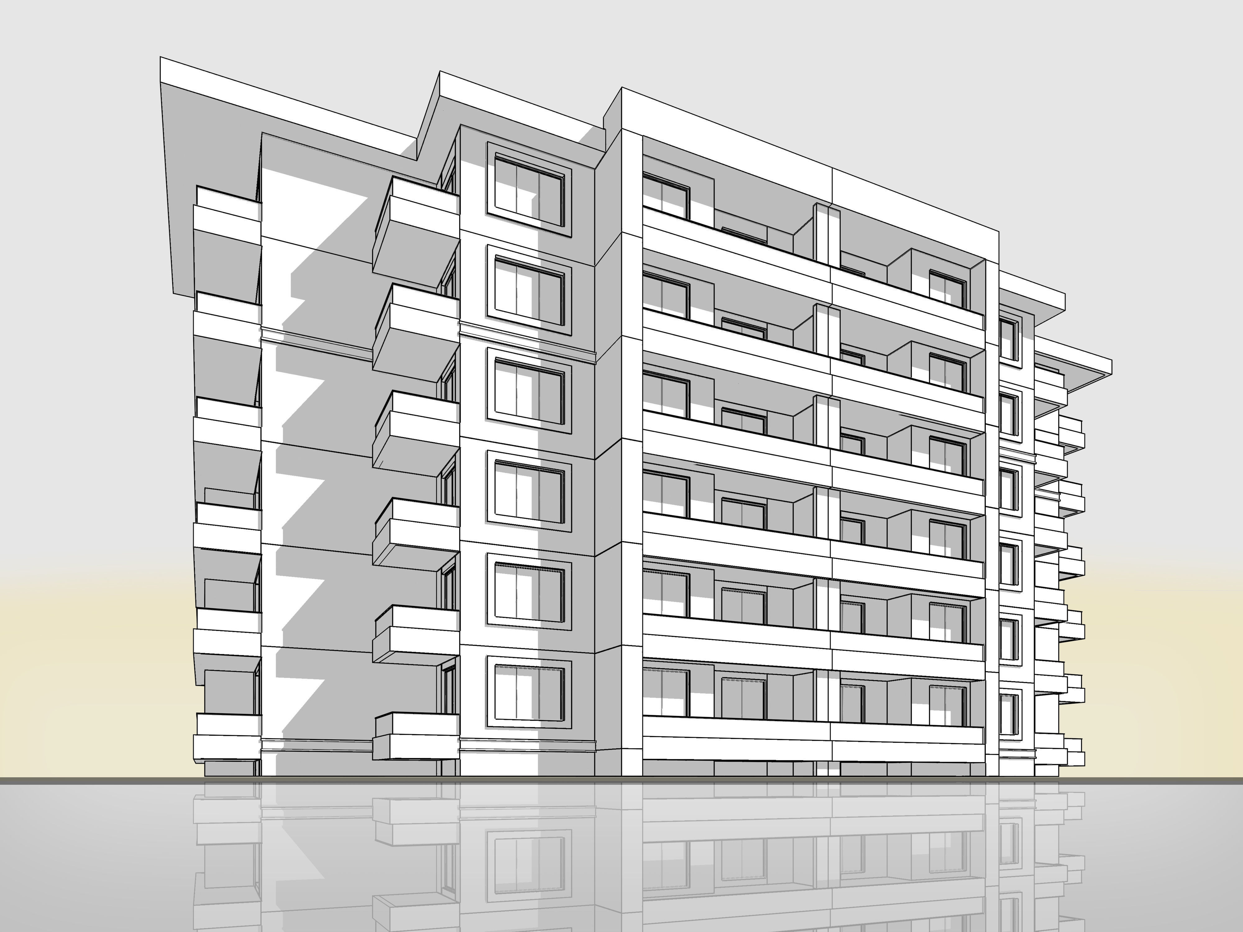 Apartment Architectural 3d Model with Render Scene Low-poly 3D model_1