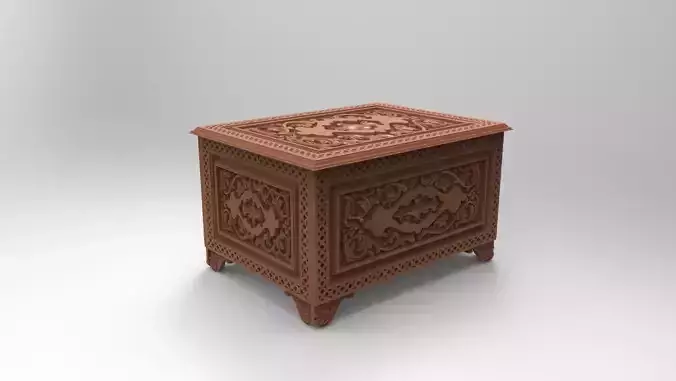 Vintage Hand Carved Chest 3d stl model for cnc 3D print model