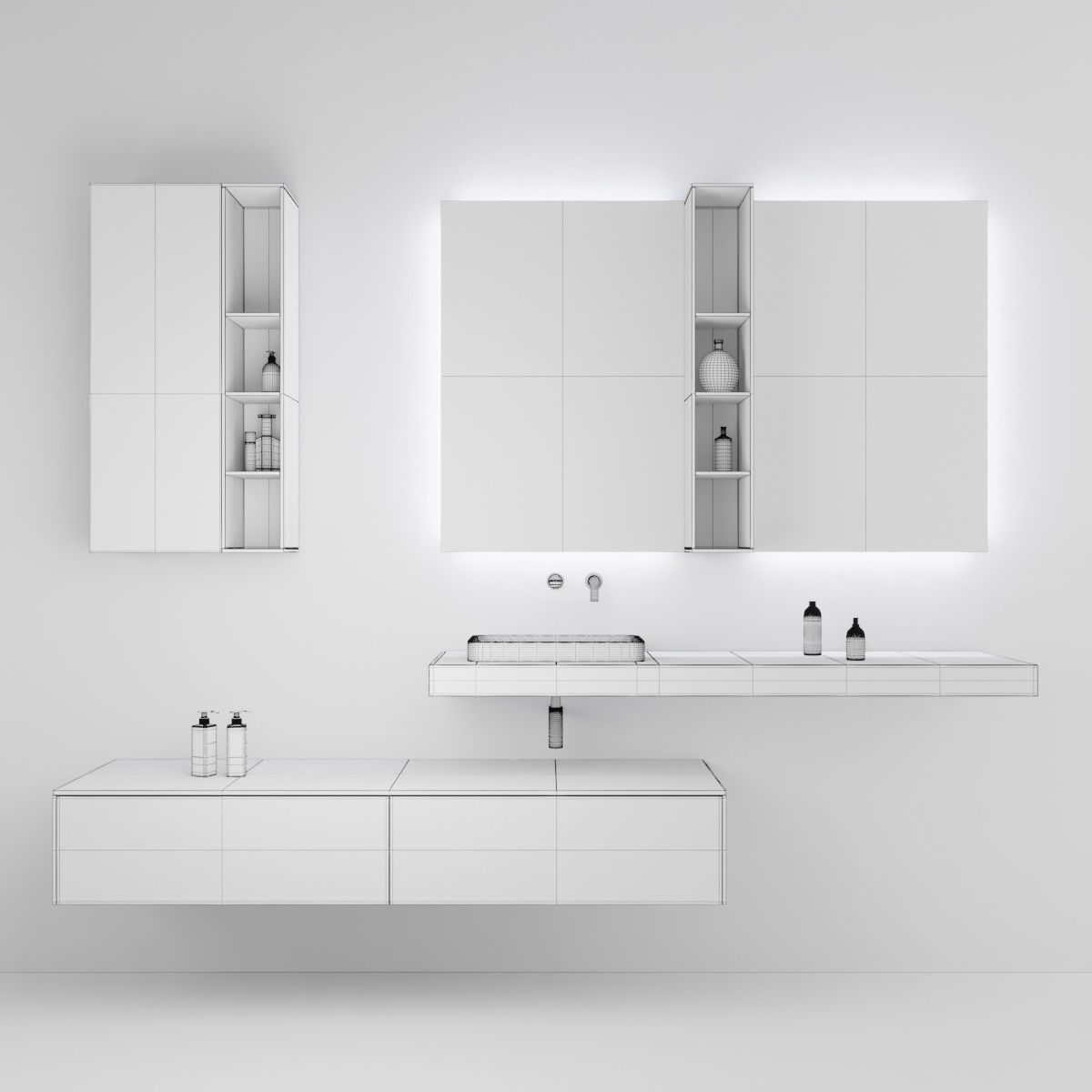 Bathroom 3 pbr modern with cabinets 3D model_4