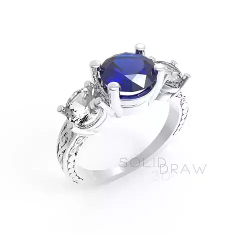 Ring Engagment Saphira Ruby diamond 3D print model