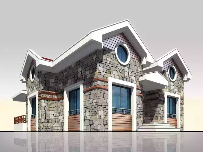 Home Architectural 3d Model with Render Scene Low-poly 3D model