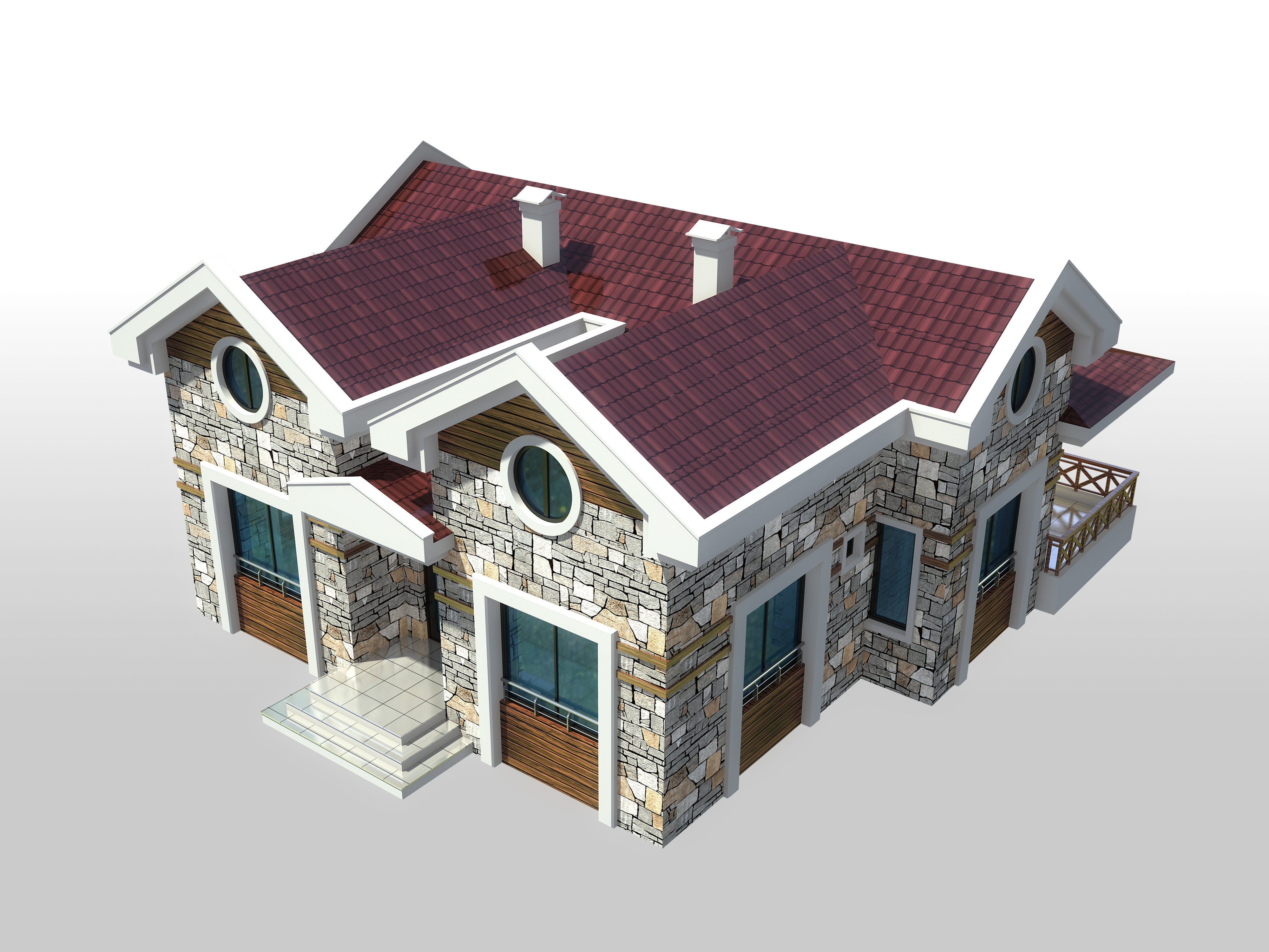 Home Architectural 3d Model with Render Scene Low-poly 3D model_3