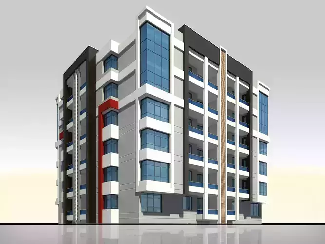 House Architectural 3d Model with Render Scene Low-poly 3D model