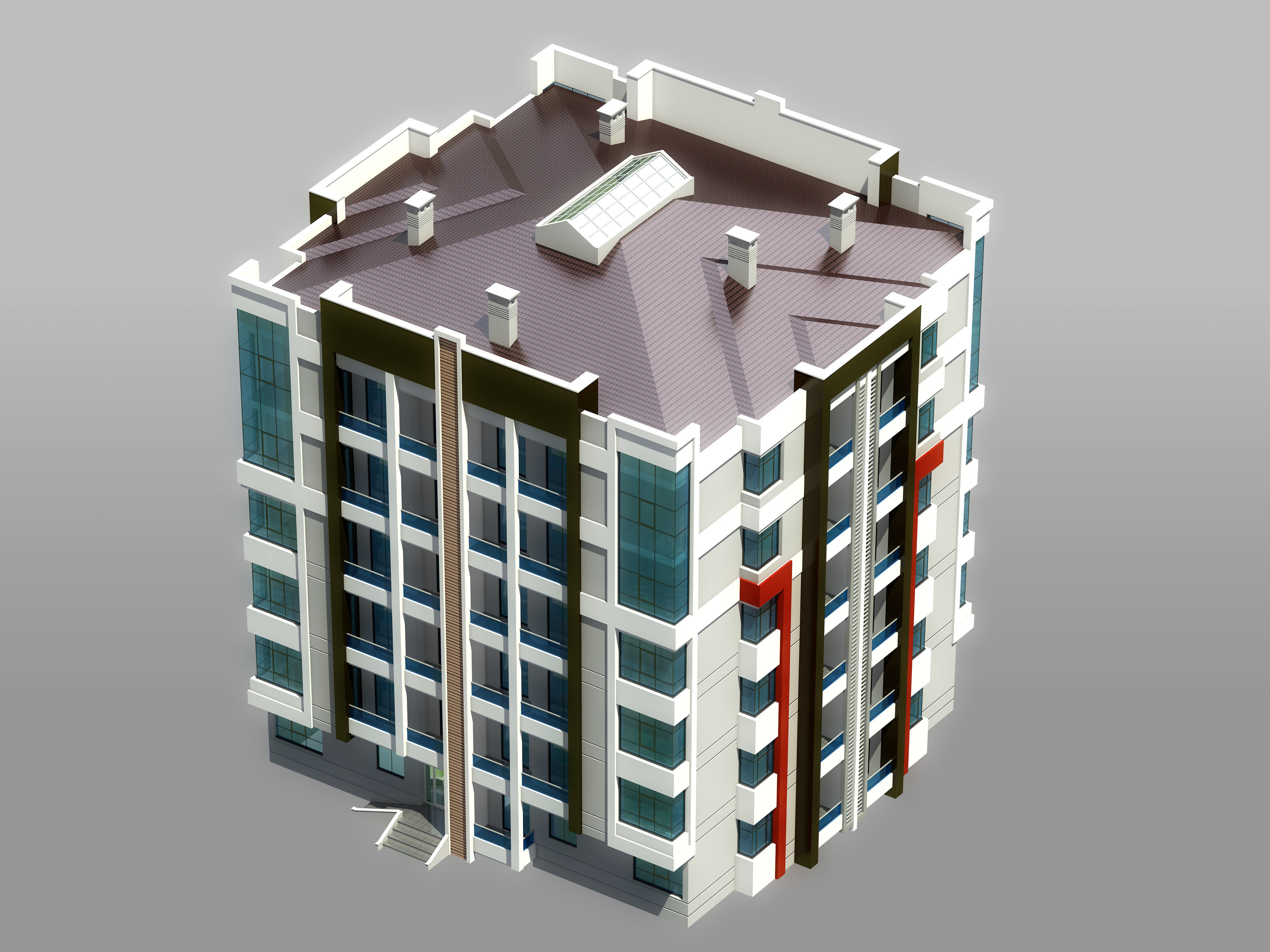 House Architectural 3d Model with Render Scene Low-poly 3D model_4