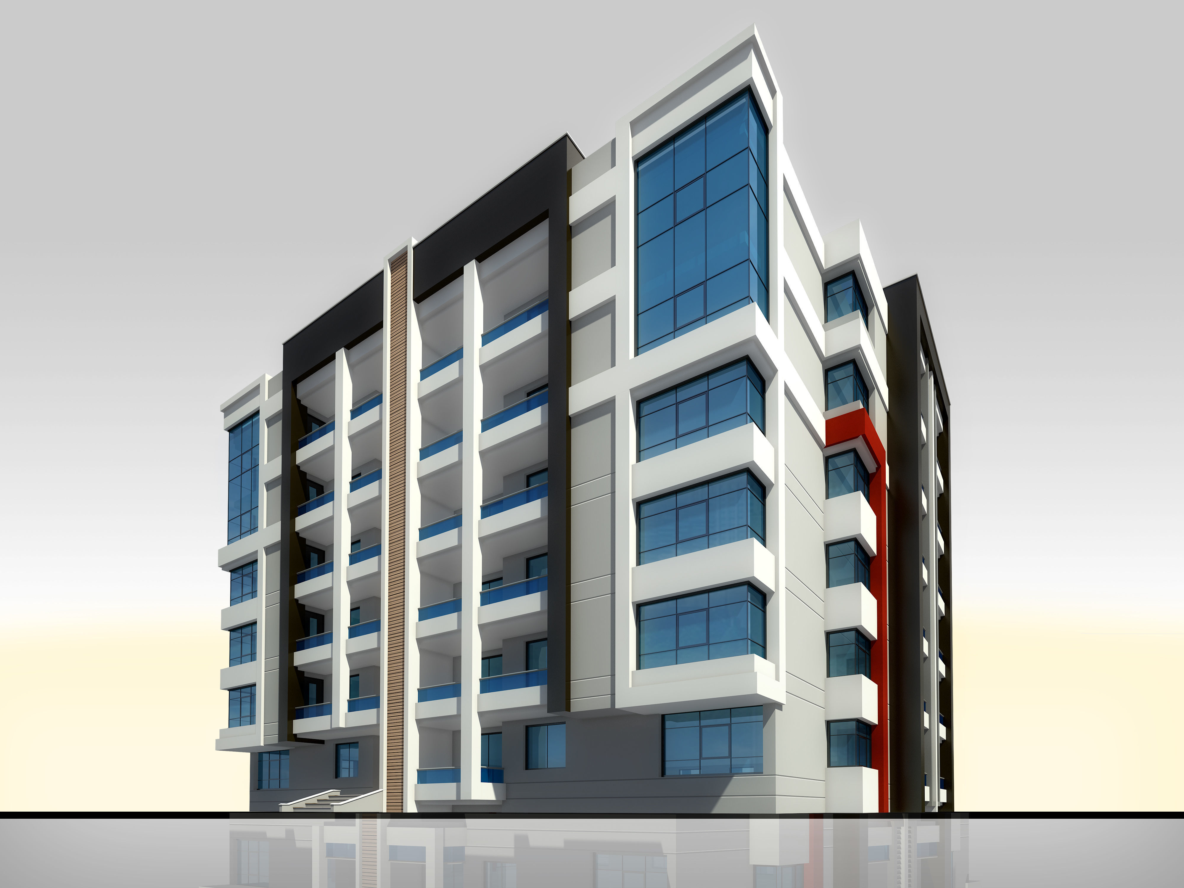 House Architectural 3d Model with Render Scene Low-poly 3D model_3