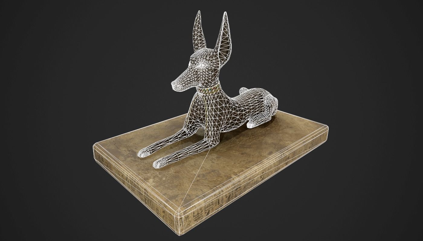 Anubis jackal statue Low-poly 3D model_11
