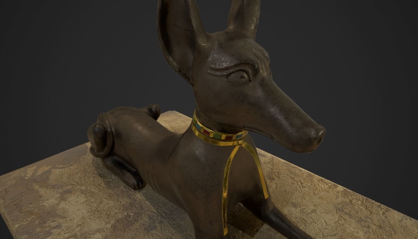 Anubis jackal statue Low-poly 3D model_10