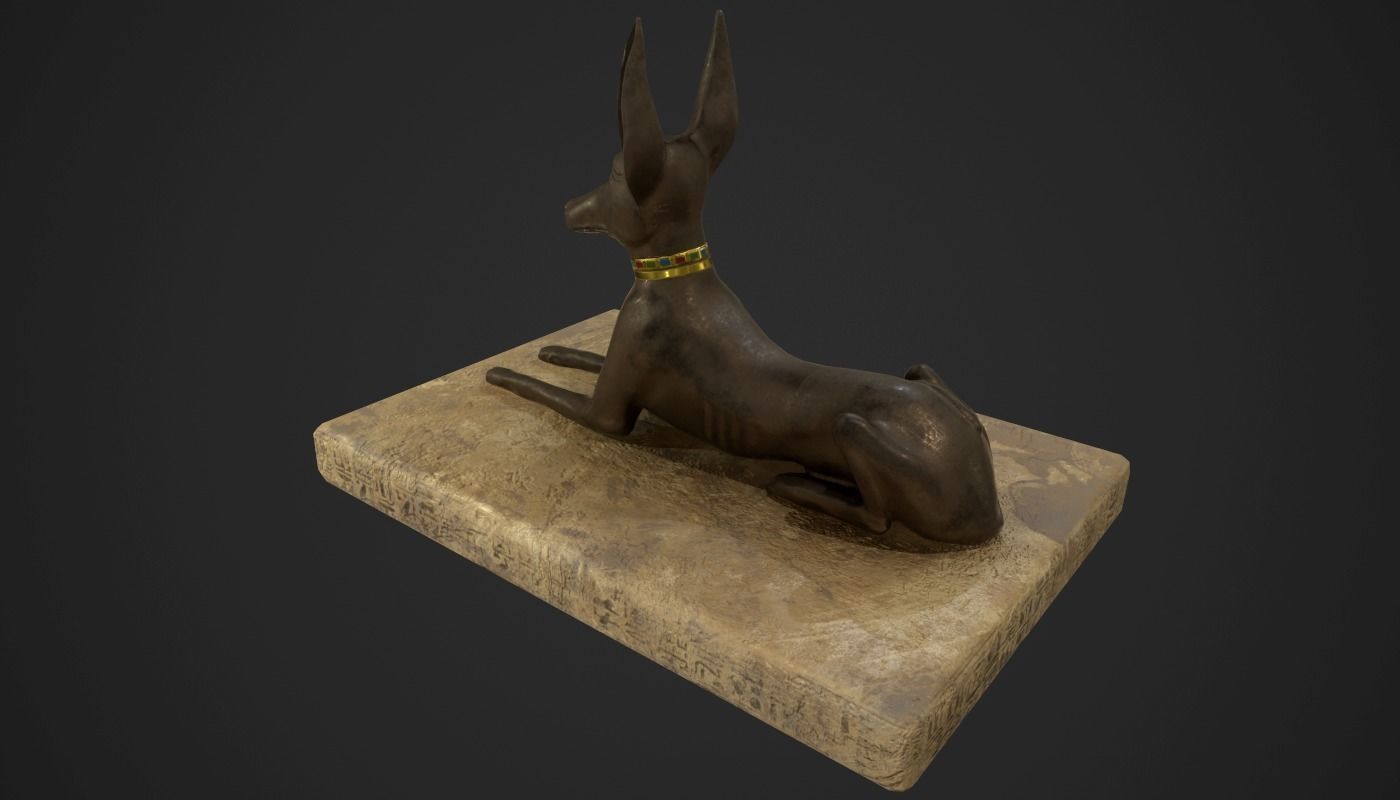 Anubis jackal statue Low-poly 3D model_7