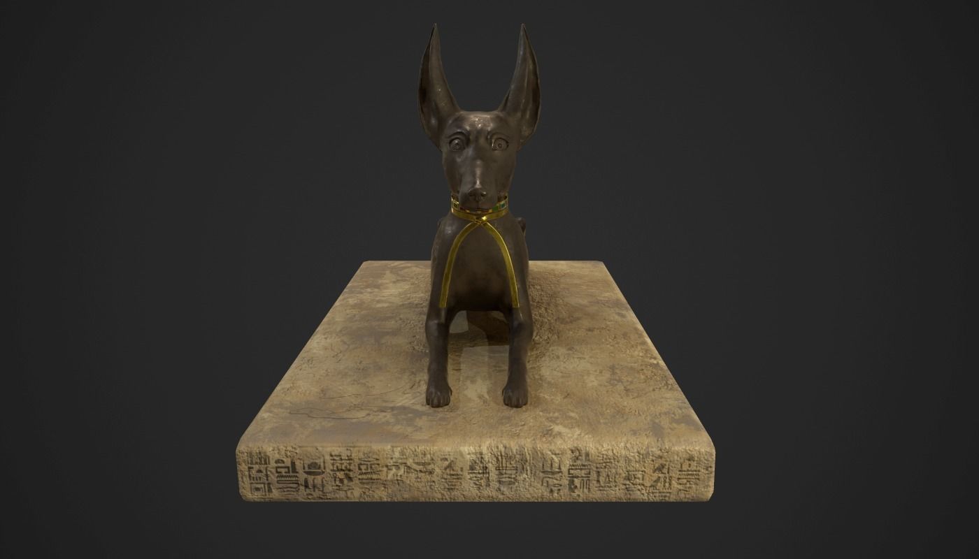 Anubis jackal statue Low-poly 3D model_3