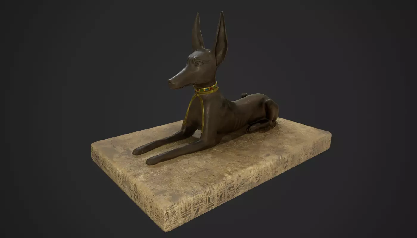 Anubis jackal statue Low-poly 3D model_0