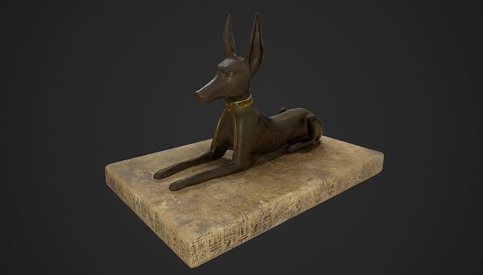 Anubis jackal statue Low-poly 3D model