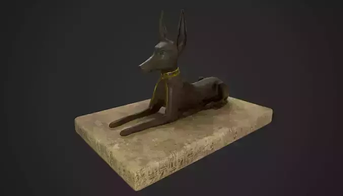 Anubis jackal statue Low-poly 3D model