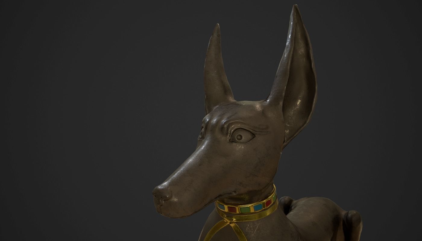 Anubis jackal statue Low-poly 3D model_8