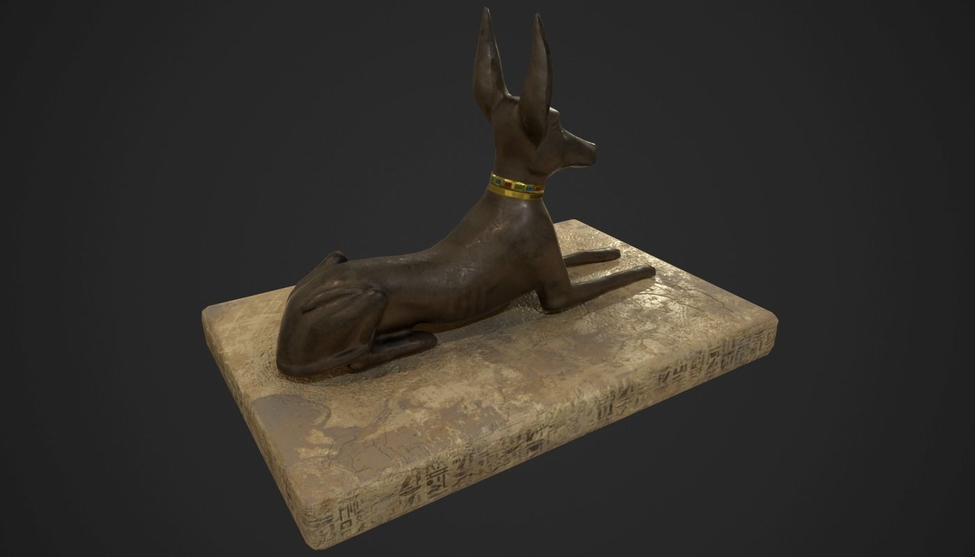 Anubis jackal statue Low-poly 3D model_6