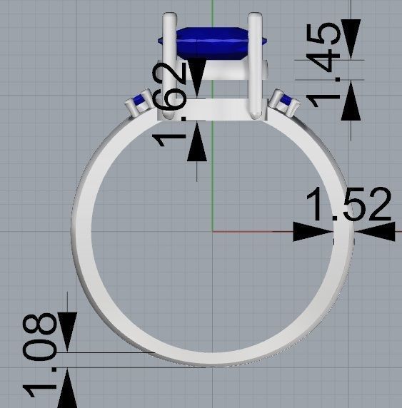 Ring Oval Stone Saphire diamond 3D print model Free 3D print model_4