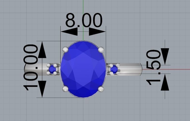 Ring Oval Stone Saphire diamond 3D print model Free 3D print model_2