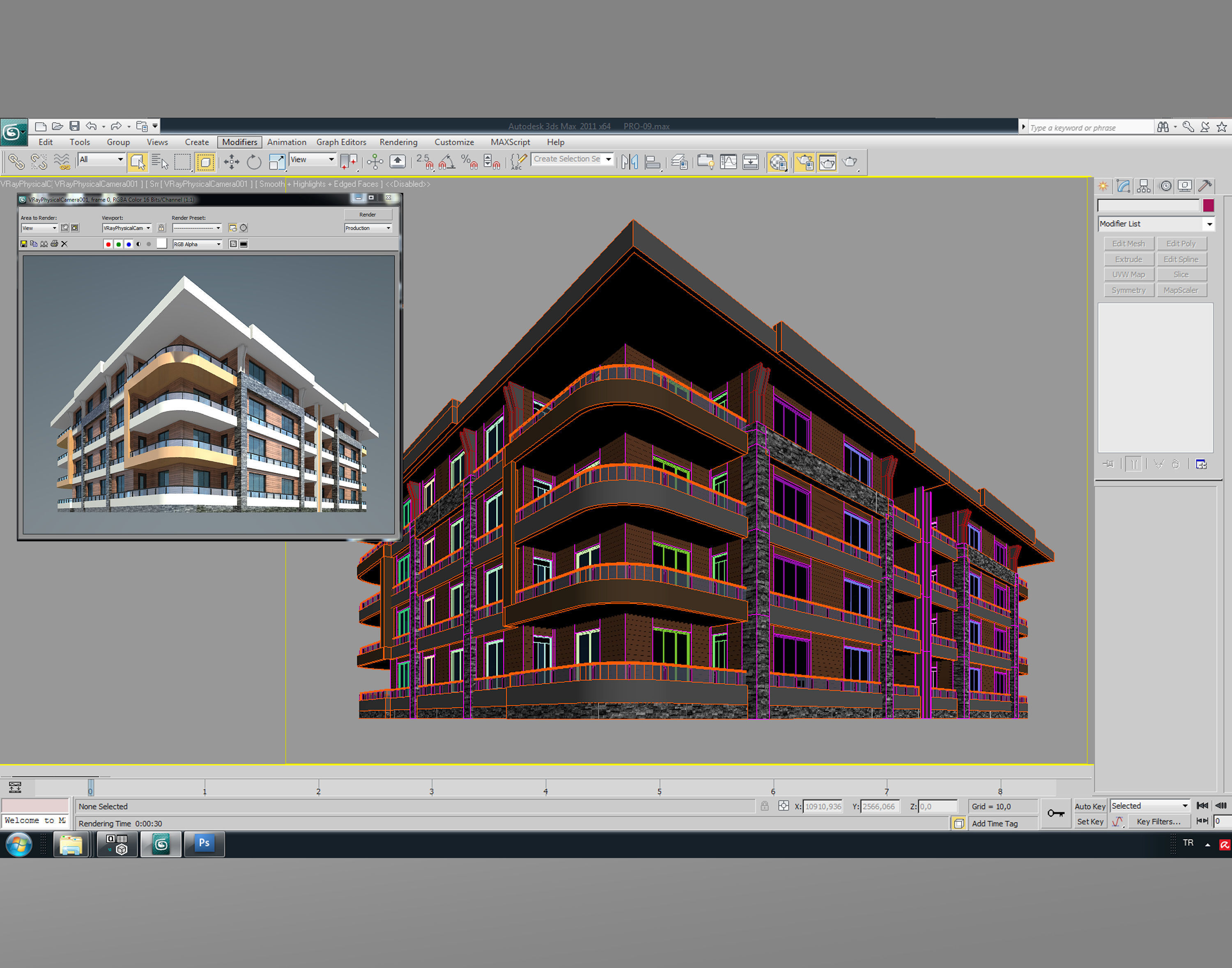 U Type Planning Architectural 3d Model with Render Scene Low-poly 3D model_4