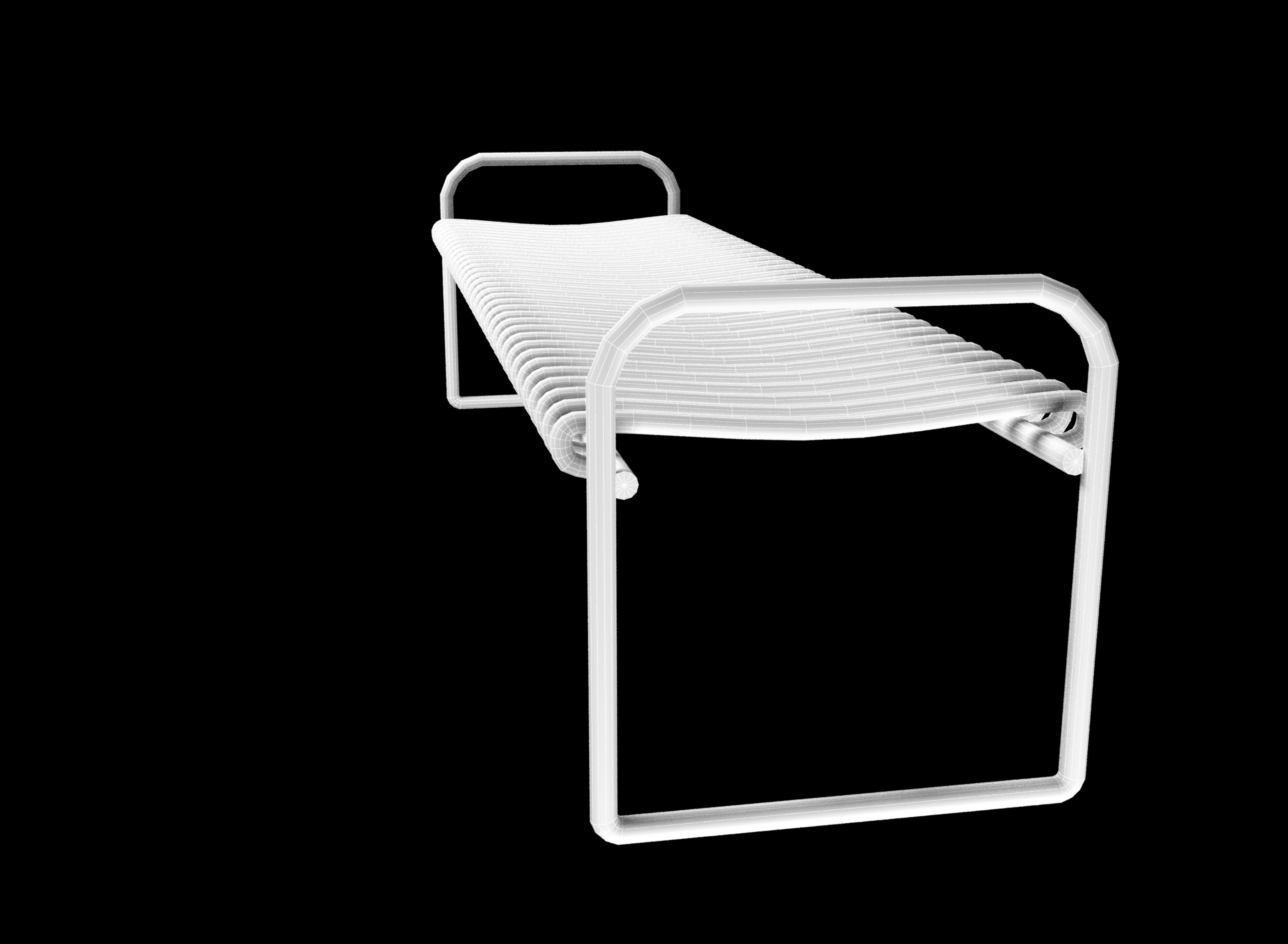 Metal bench Low-poly 3D model_12