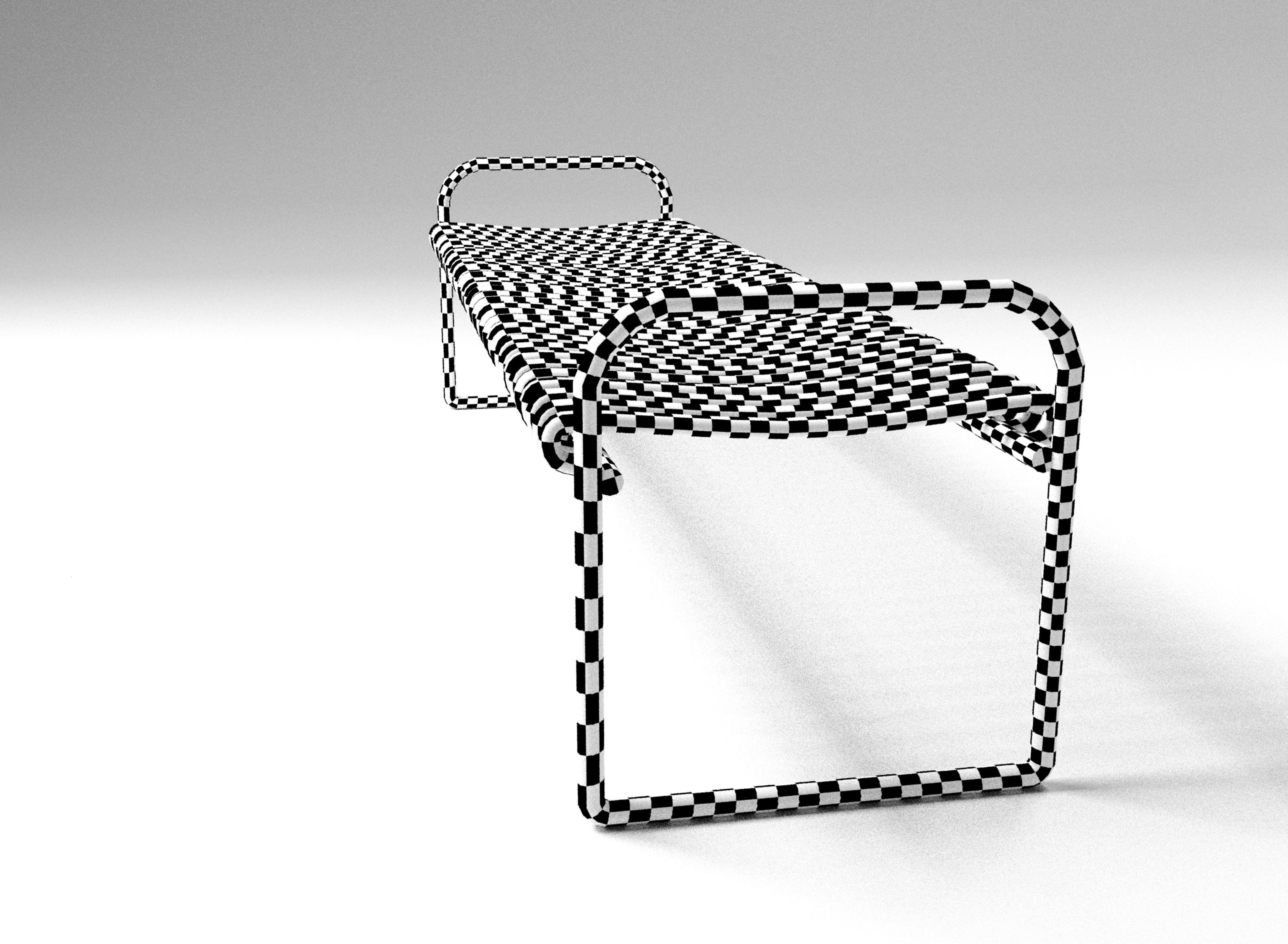 Metal bench Low-poly 3D model_7