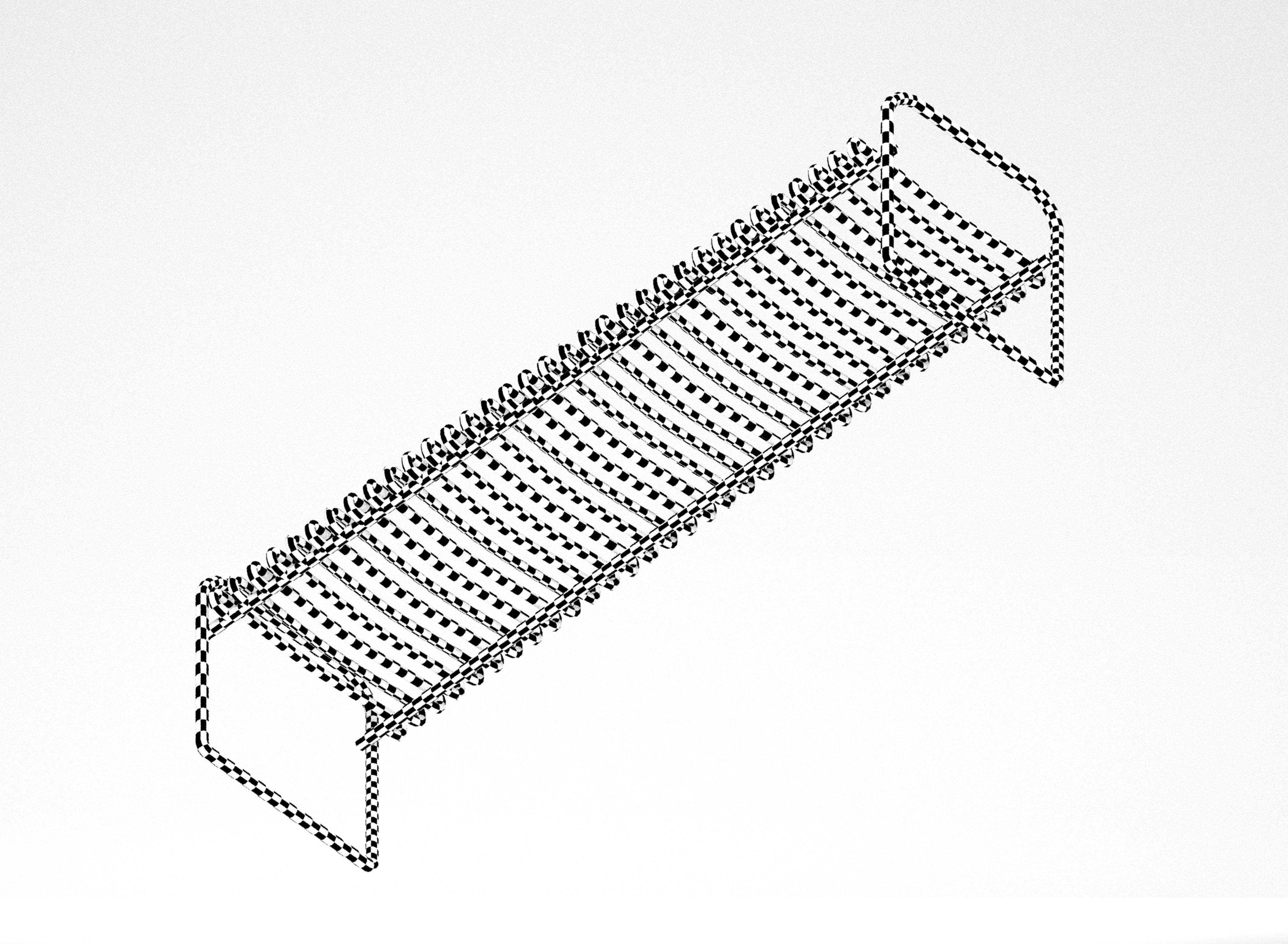 Metal bench Low-poly 3D model_9