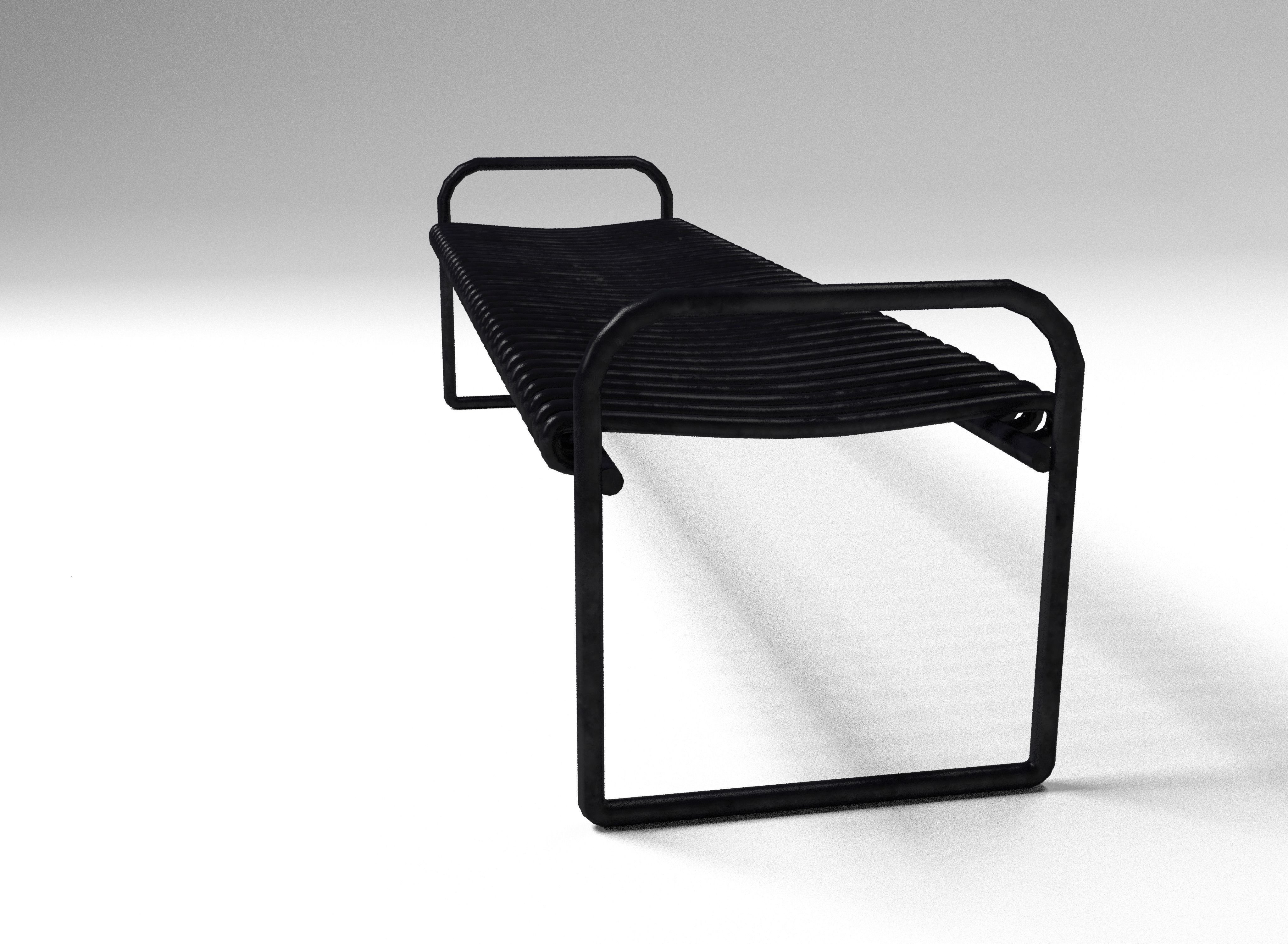 Metal bench Low-poly 3D model_2