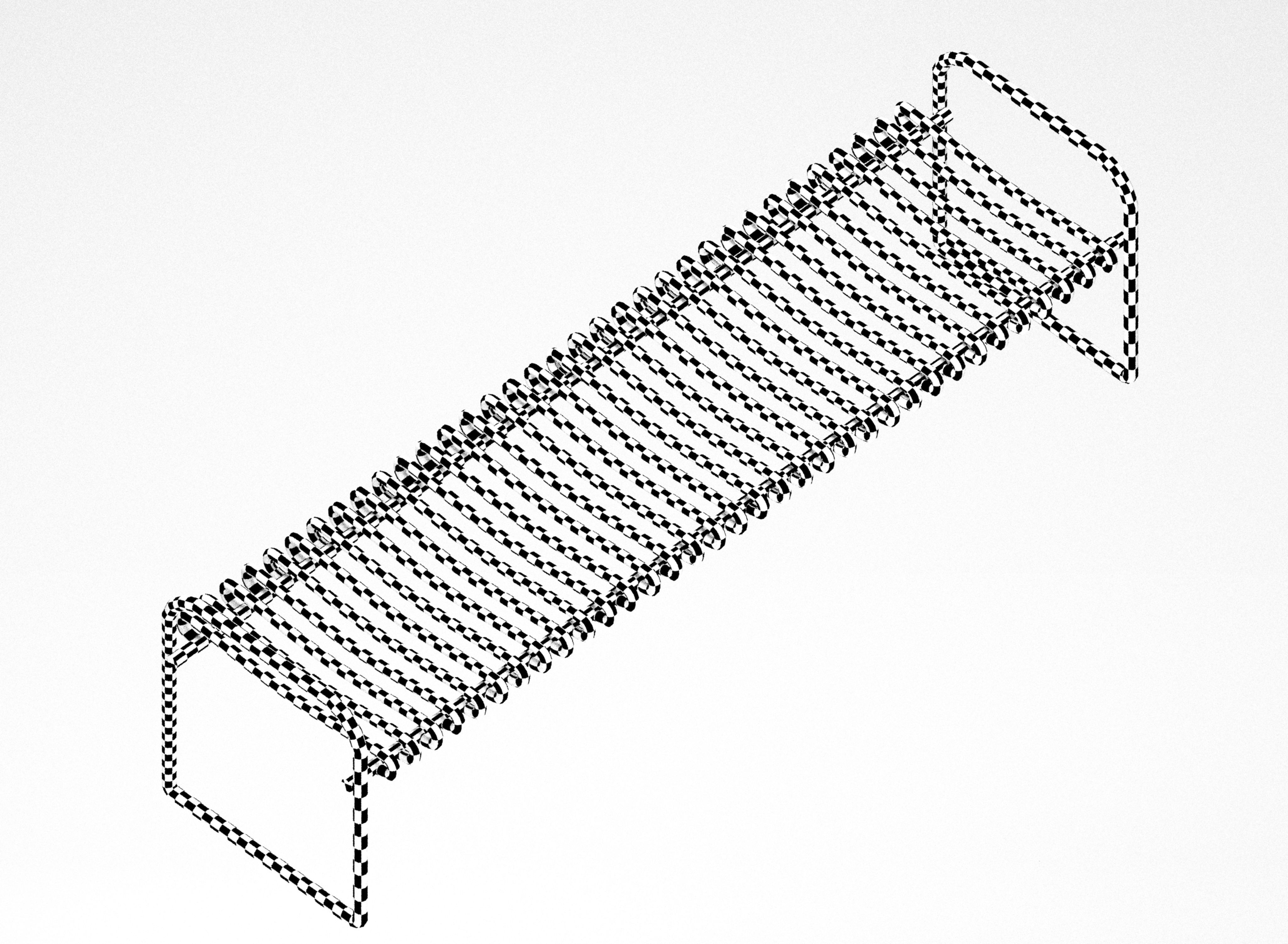Metal bench Low-poly 3D model_5
