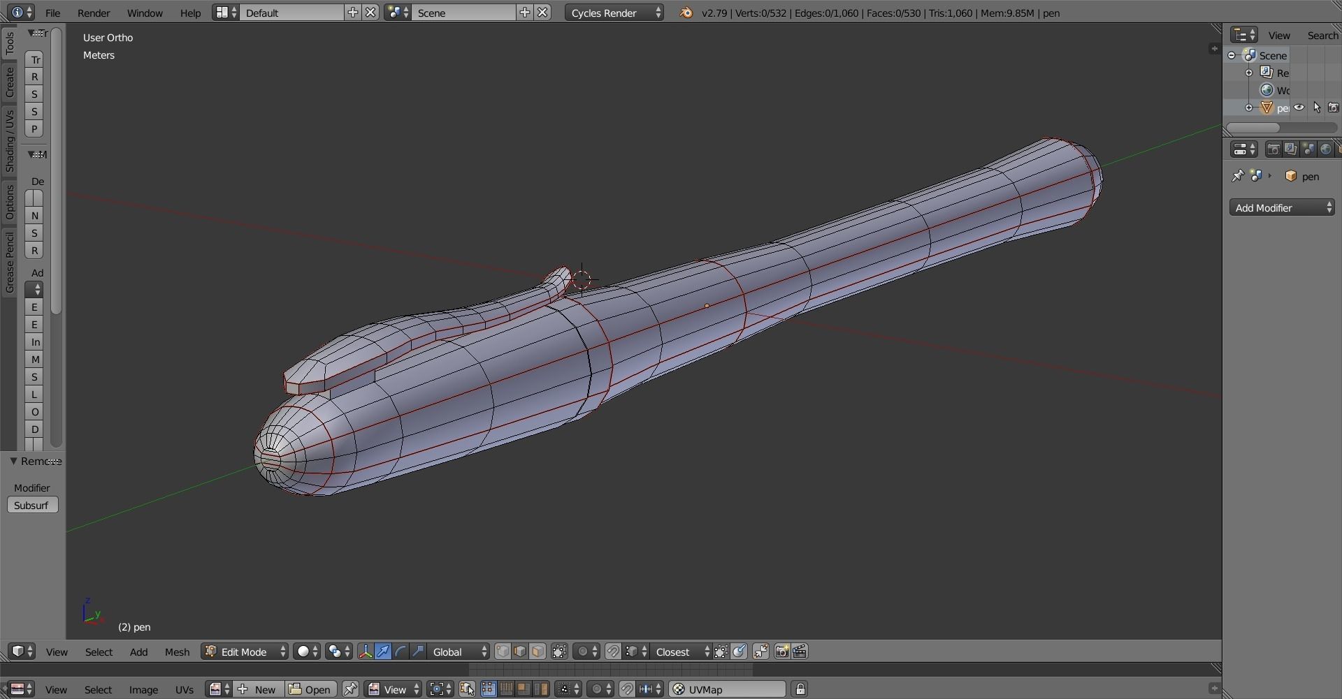Ballpoint Pen Low-poly 3D model_3