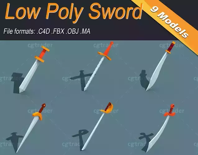 Low Poly Sword Isometric Icon