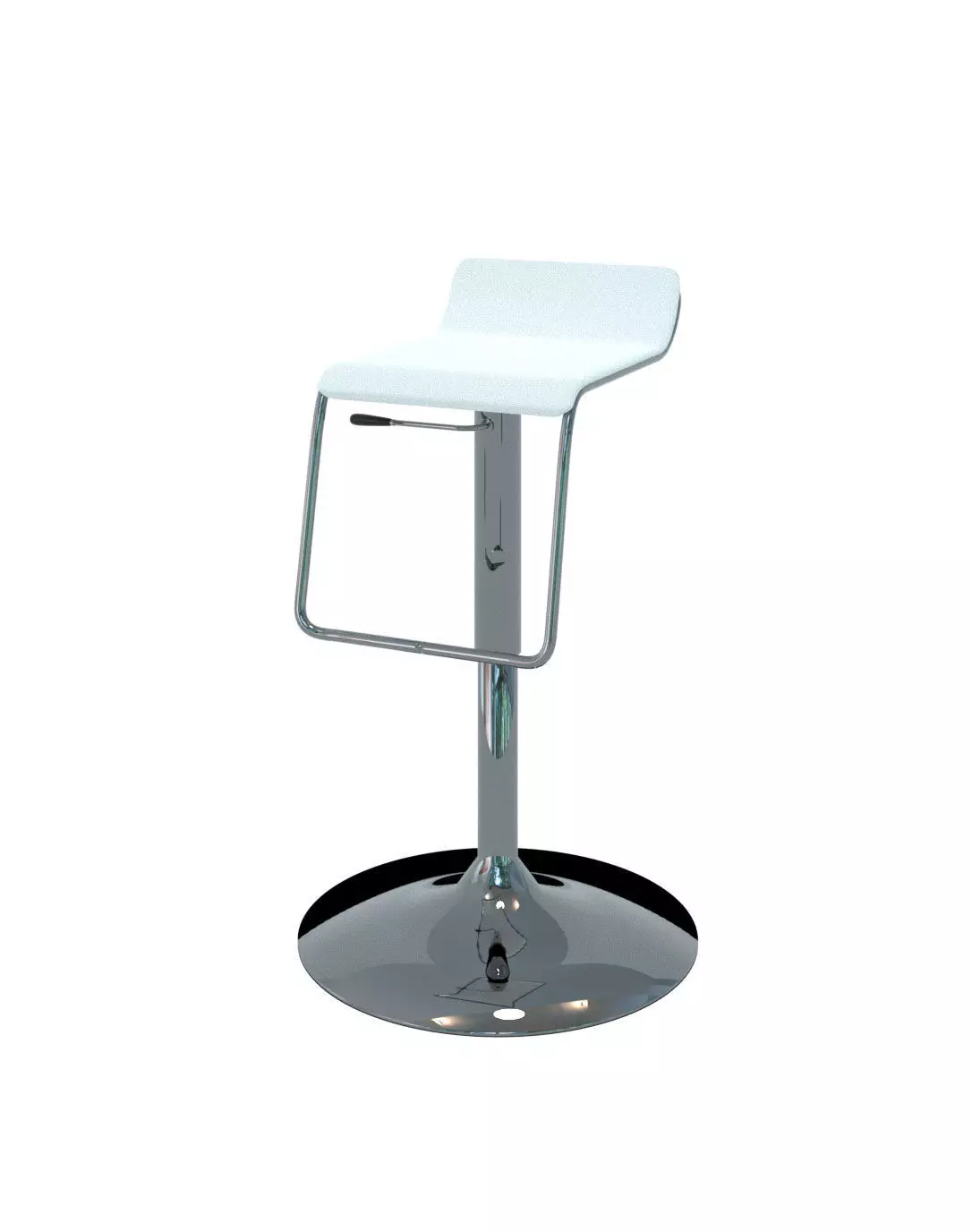 Chair - Bar Stool Chrome and White Design 3D model_0