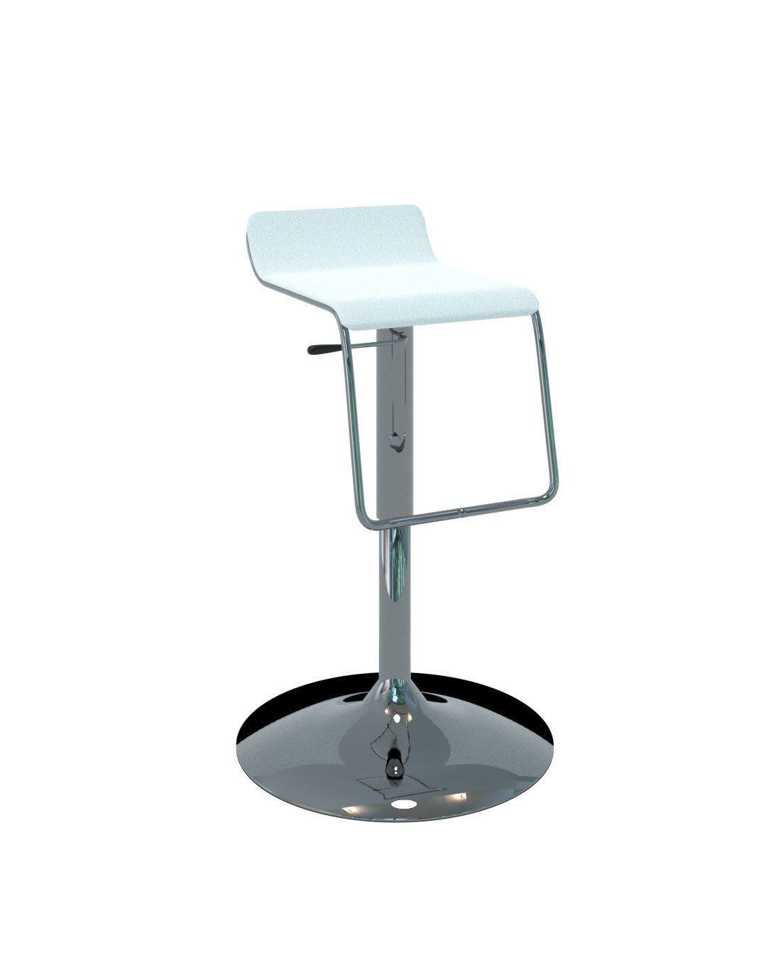 Chair - Bar Stool Chrome and White Design 3D model_1