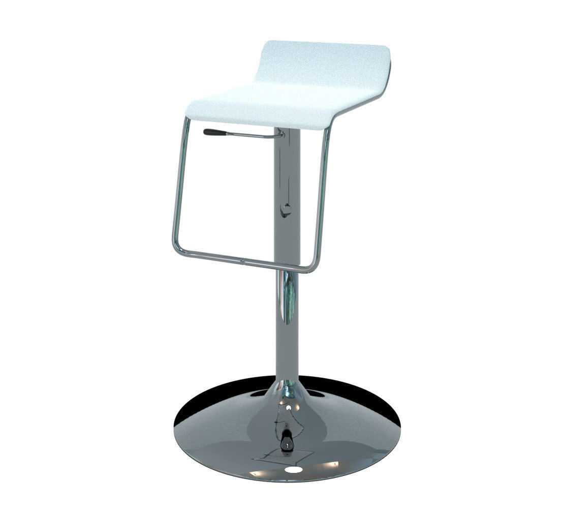 Chair - Bar Stool Chrome and White Design 3D model_6