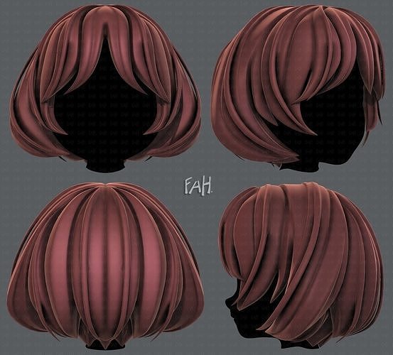 3D Hair style for girl V69 Low-poly 3D model