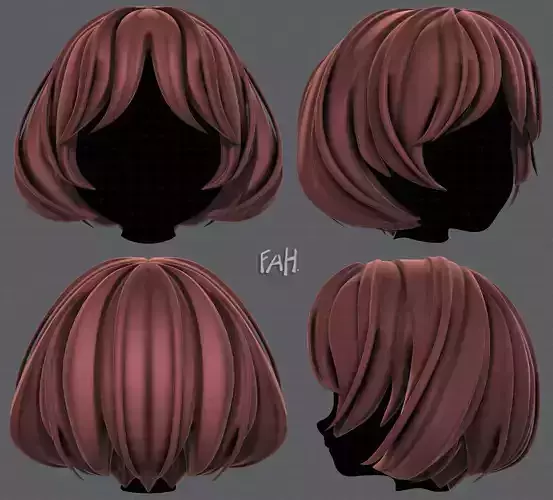 3D Hair style for girl V69 Low-poly 3D model
