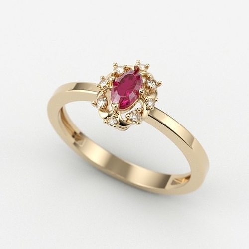 solitaire wedding engagement women ring with gems 3dm stl 3D print model