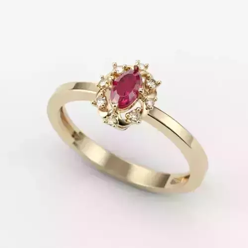 solitaire wedding engagement women ring with gems 3dm stl 3D print model