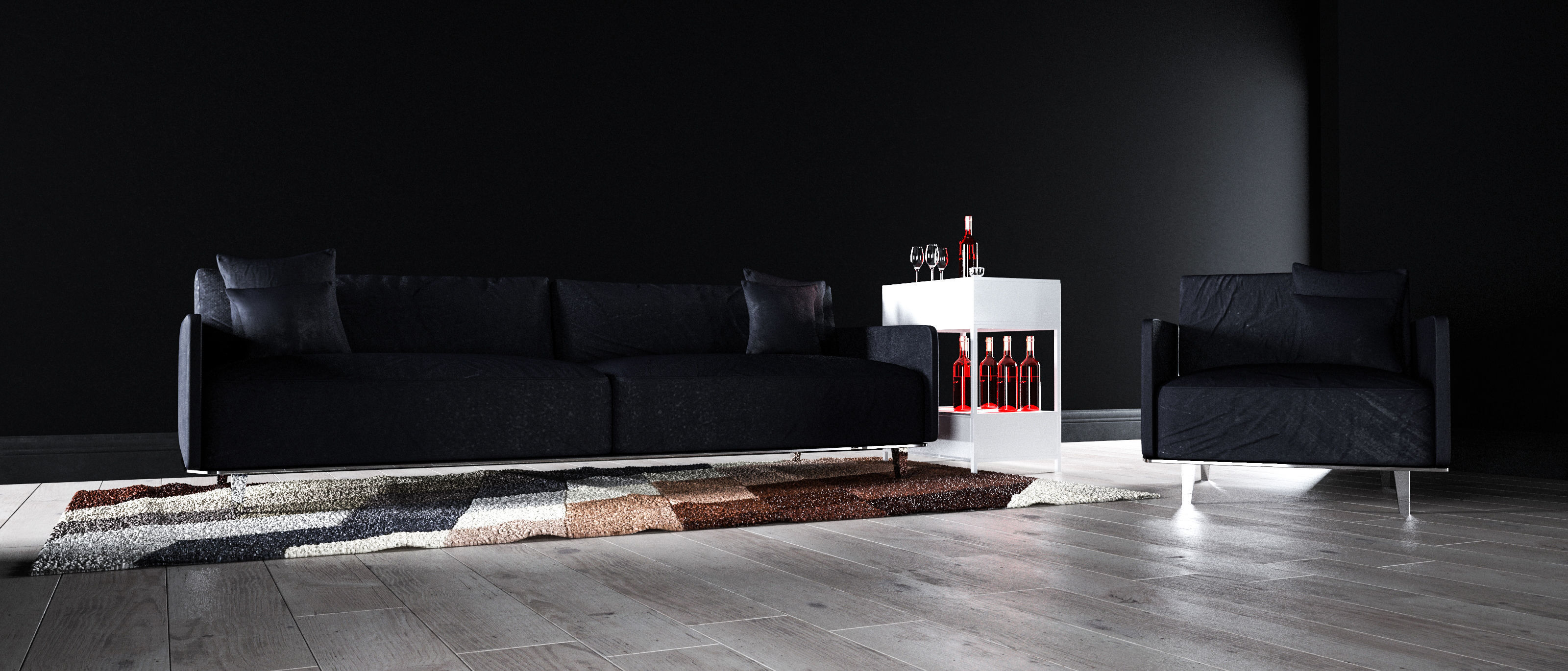 Sofa set - Interior Furniture 05 3D model_2