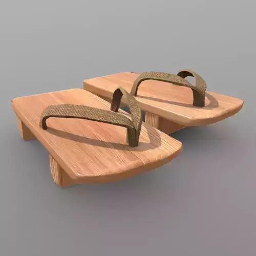 Geta 1 two wooden sandals Low-poly 3D model