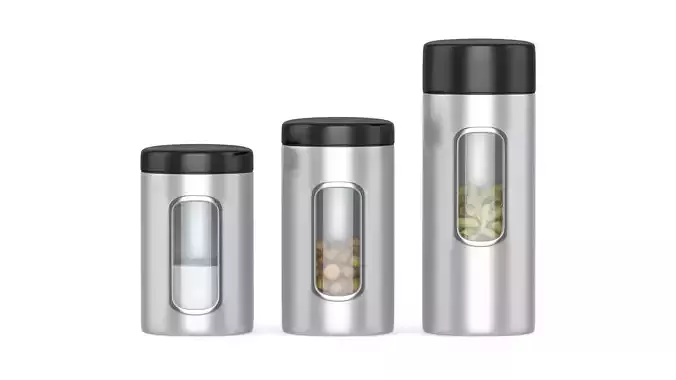Kitchen containers Low-poly 3D model