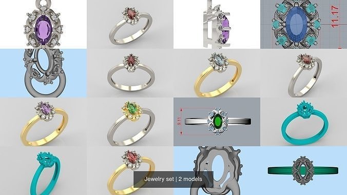 Women Jewelry set 3dm stl 3D print model 3D Model Collection