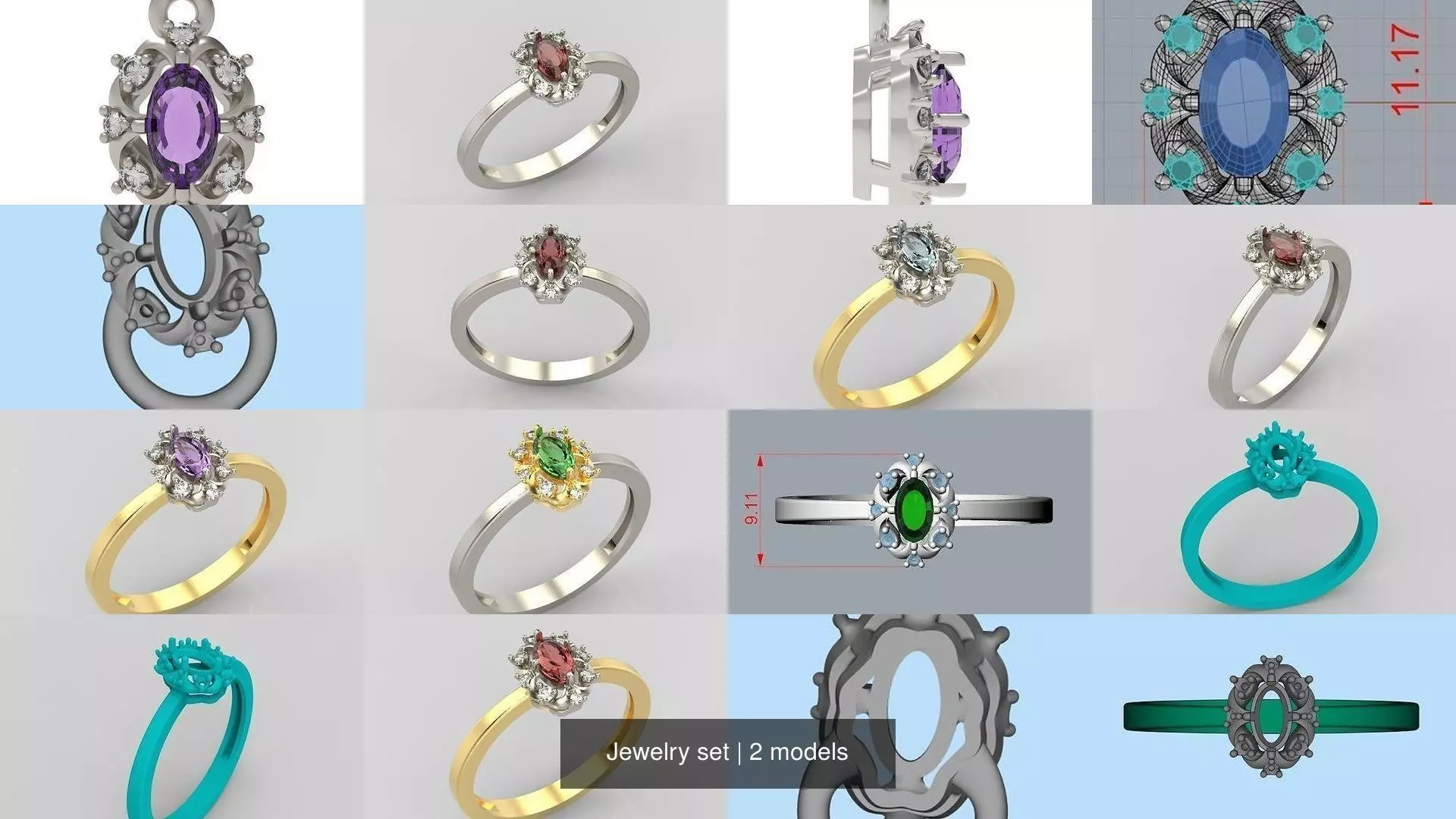 Women Jewelry set 3dm stl 3D print model 3D Model Collection_0