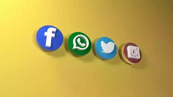 Social Media Icons 3D model