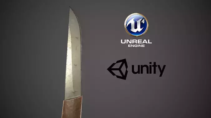 Low Poly Medieval Knife Low-poly 3D model