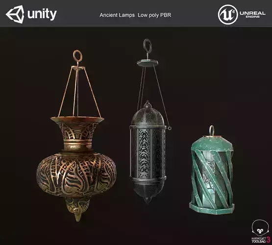 ancient Lamps low poly PBR  Low-poly 3D model