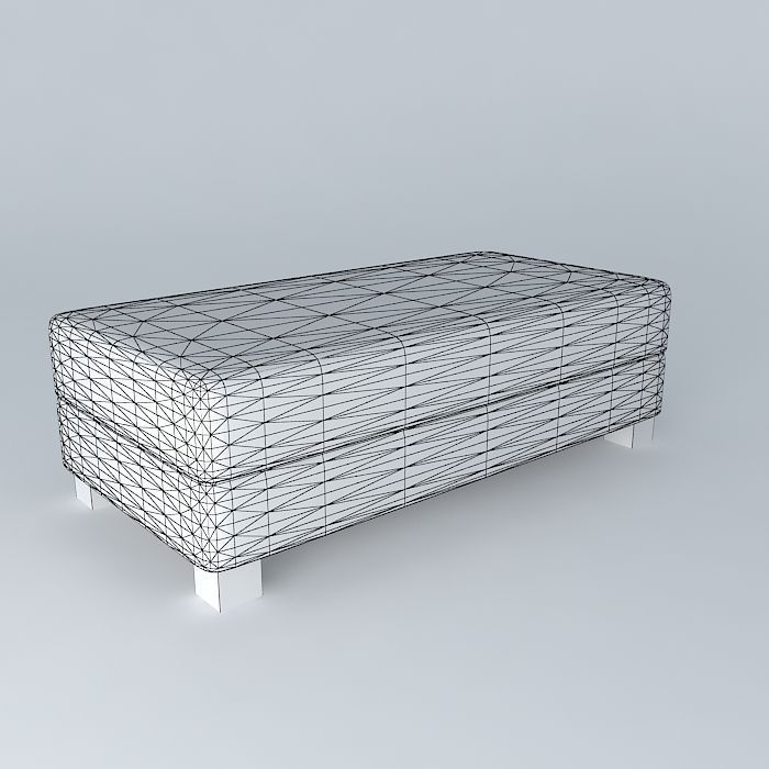Recamier ottoman with wooden legs Free 3D model_3