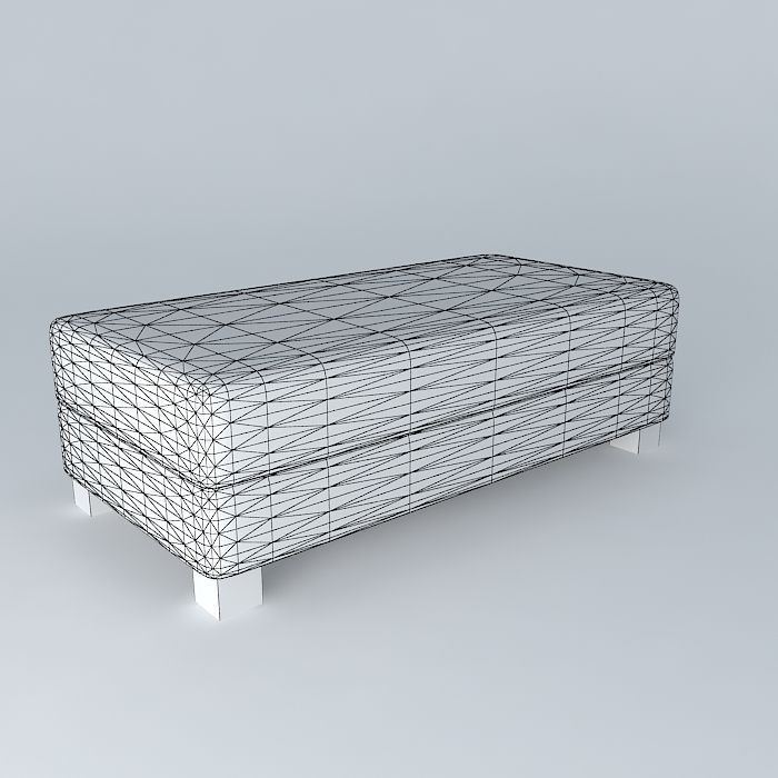 Recamier ottoman with wooden legs Free 3D model_4