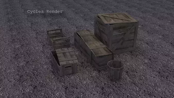 Wooden Crates Low-poly 3D model