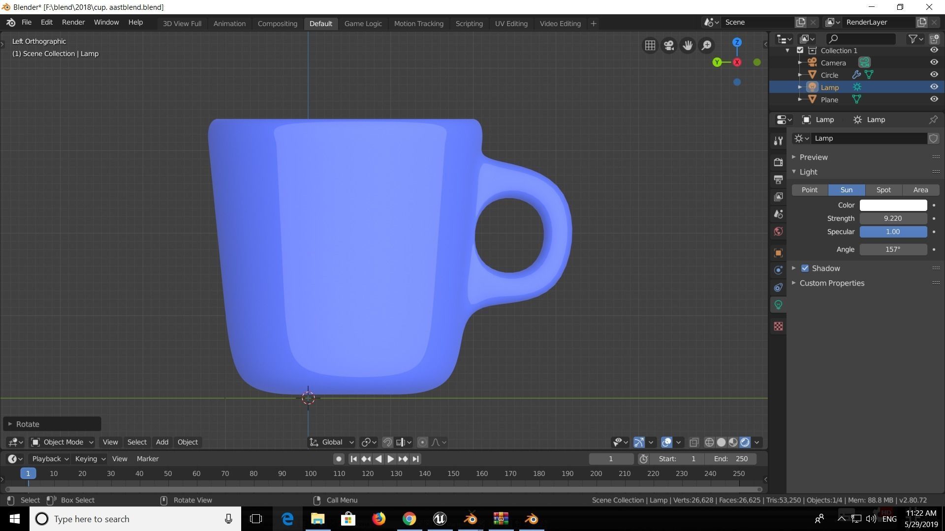 blue cup Low-poly 3D model_3