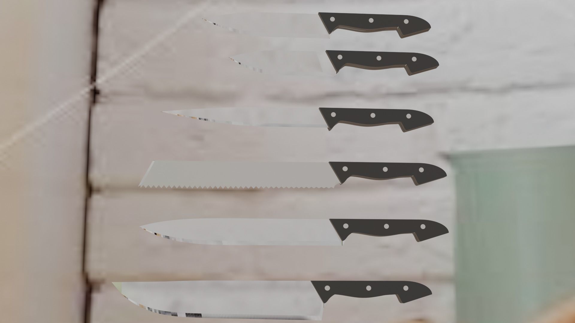 knives set of Low-poly 3D model_2