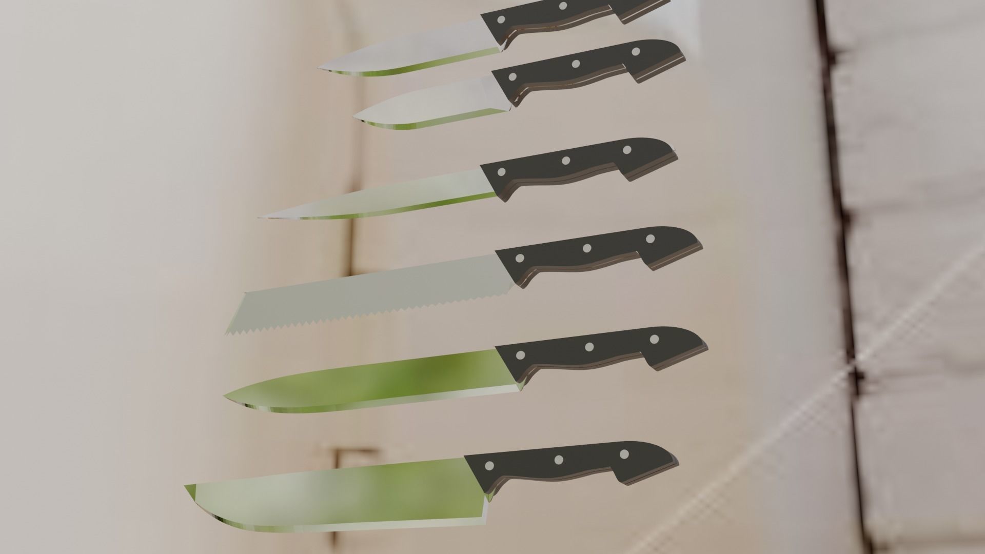 knives set of Low-poly 3D model_1