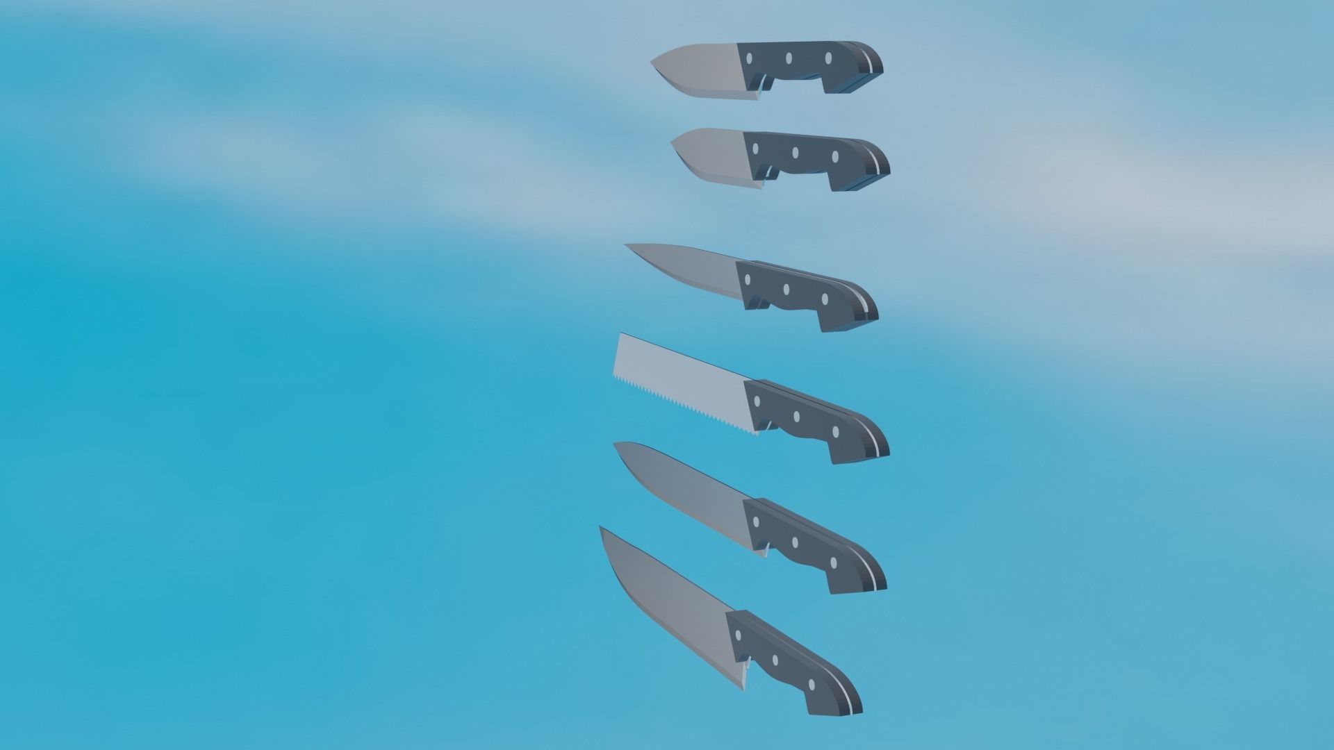 knives set of Low-poly 3D model_9